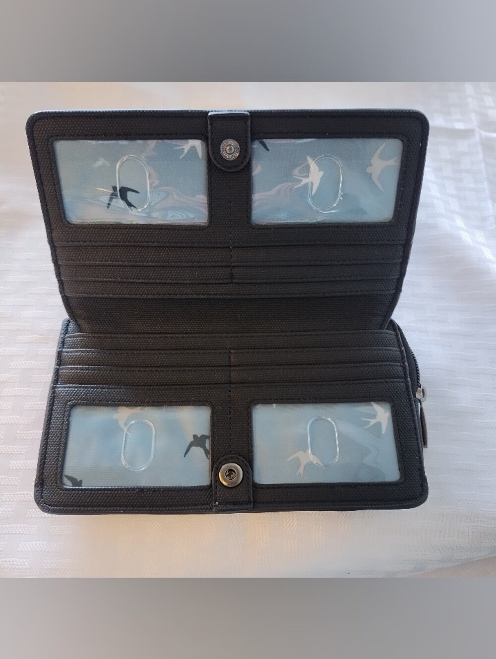 NWOT LUG Surrey Matte Luxe VL RFID Wallet Black Rainbow Stitching Vegan Leather - Picture 5 of 8